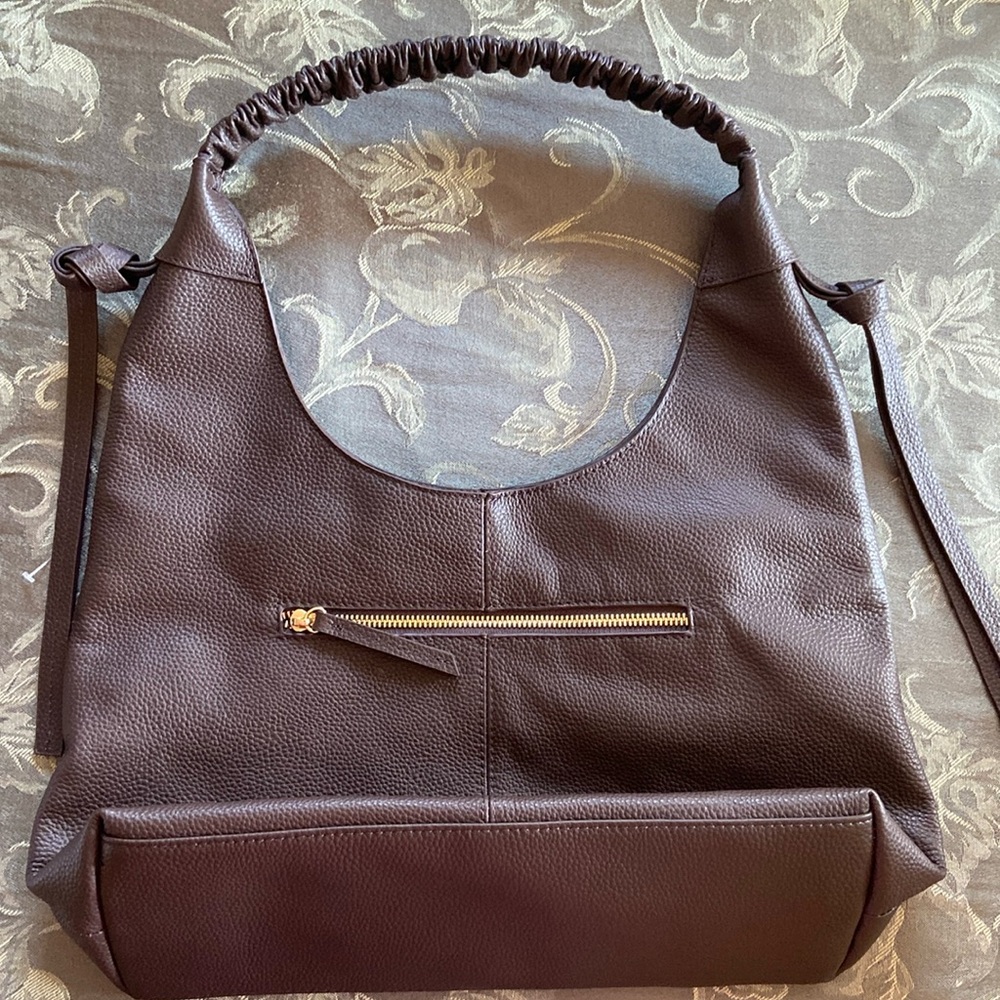 Laggo leather dark brown large size shoulder bag BNWOT